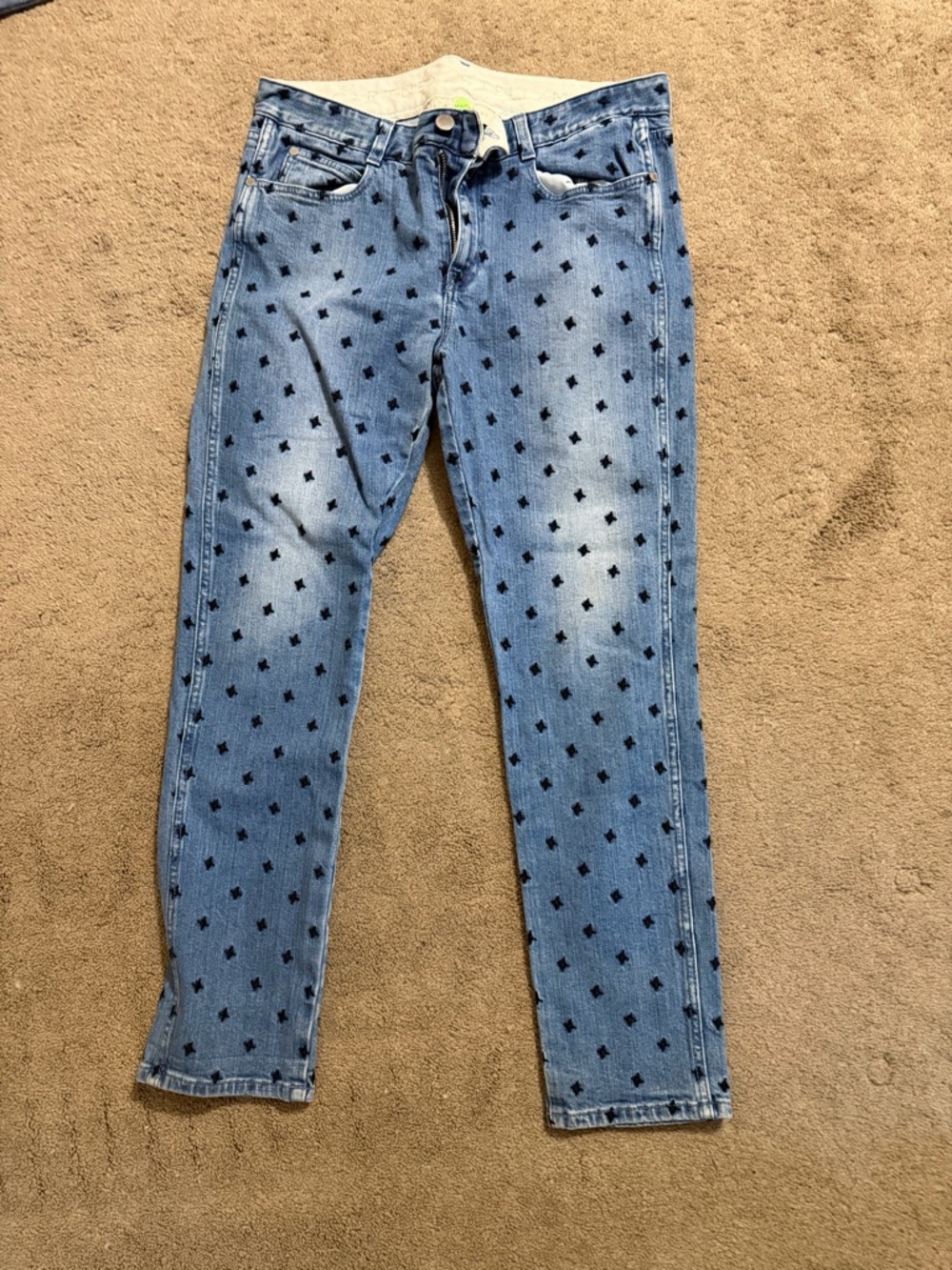 Stella McCartney Light Blue Denim Jeans with Black Star Print